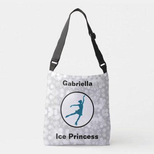 Figure Skating Sparkle Ice Princess Snowflake Crossbody Bag