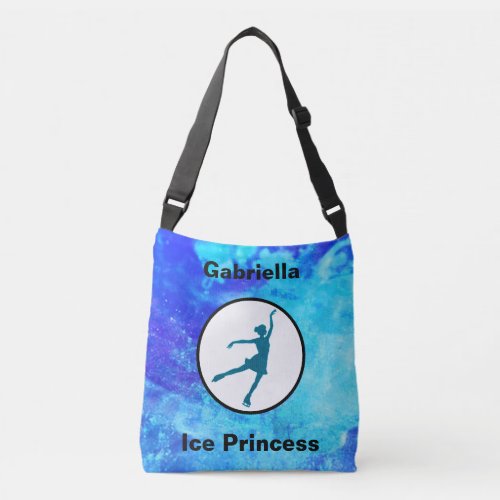 Figure Skating Sparkle Ice Princess Watercolor Crossbody Bag