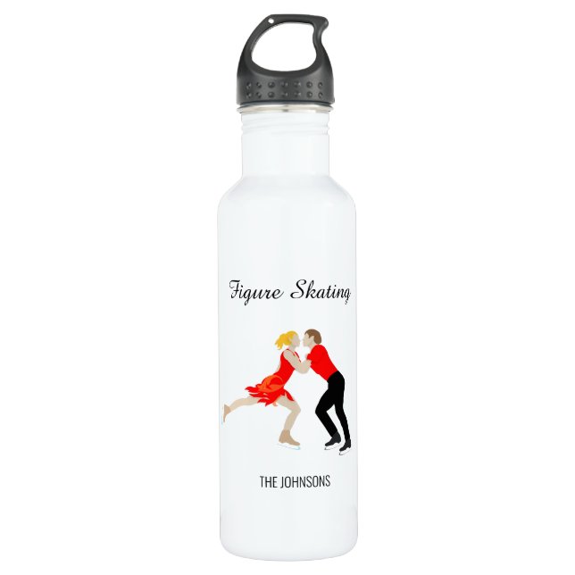 Figure Skating Stainless Steel Water Bottle (Front)