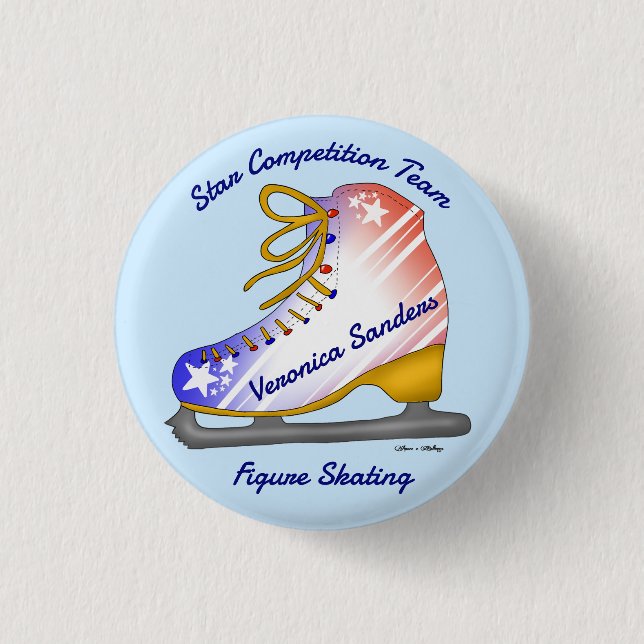 Figure Skating Stars and Stripes  Button (Front)