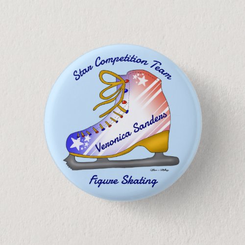 Figure Skating Stars and Stripes  Button