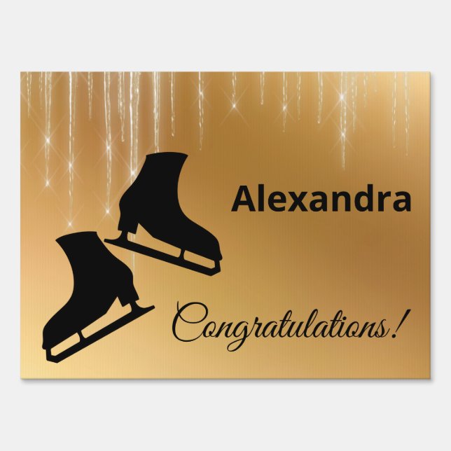 Figure skating success congratulation gold Yard Sign (Front)