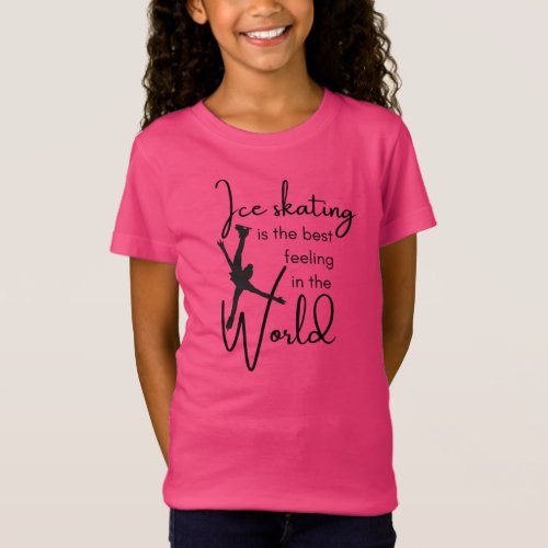 Figure Skating T_shirt Best feeling black pink