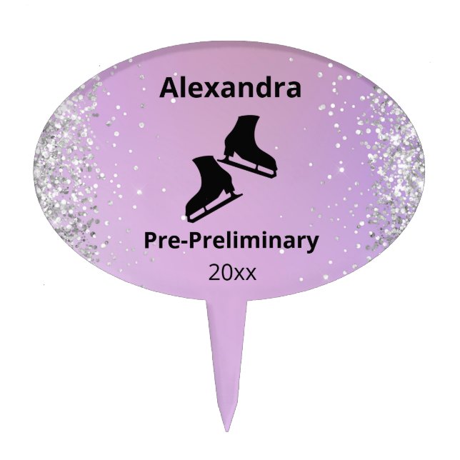 Figure skating test level year pink cake topper (Front)