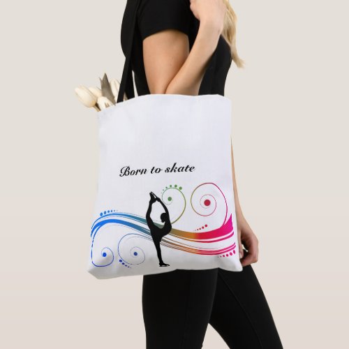 Figure Skating Tote Bag with Colorful Swirls