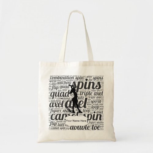 Figure Skating Tote Bag With Custom Name