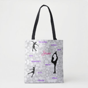 Figure Skating Typography Tote Bag