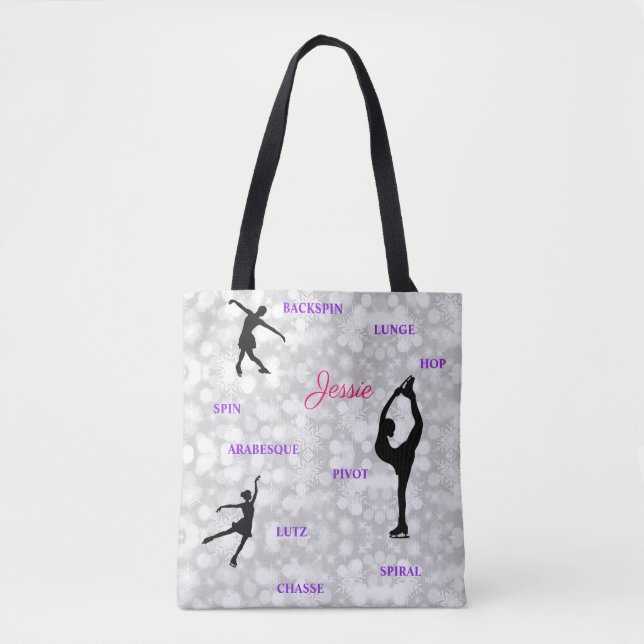 Figure Skating Typography Tote Bag (Front)