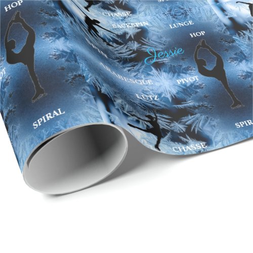 Figure Skating Typography Wrapping Paper w Name