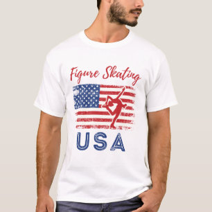 Figure Skating USA American Flag Ice Skater T-Shirt