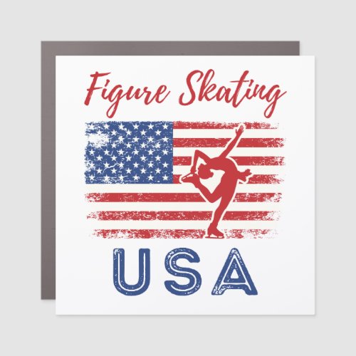 Figure Skating USA American Flag Team Car Magnet