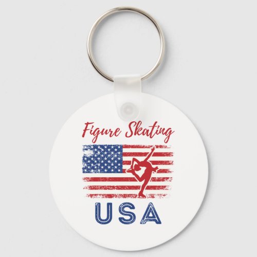 Figure Skating USA American Flag Team Keychain