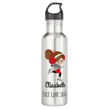Figure Skating Water Bottle Peace Love Skate by cutecustomgifts at Zazzle