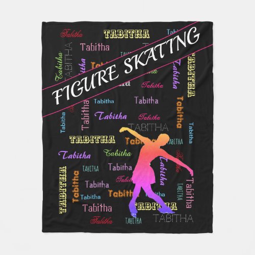 Figure Skating with Personalized Name All Over Fleece Blanket