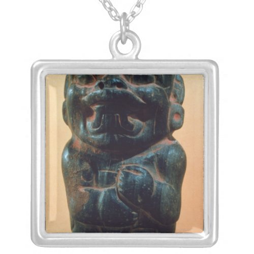 Figure with the head of a Jaguar Silver Plated Necklace