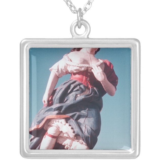 Figurehead from unknown sailing ship silver plated necklace (Front)
