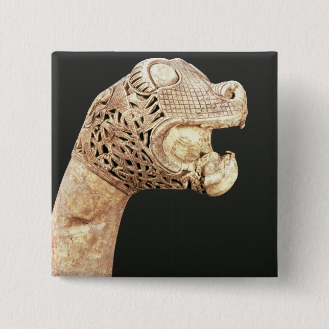 Figurehead of a Viking Longship, found at Oseberg, Pinback Button (Front)