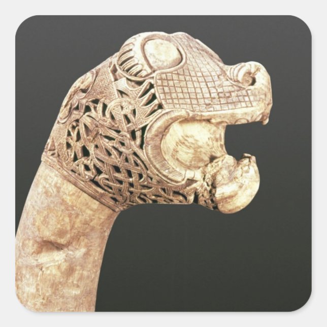 Figurehead of a Viking Longship, found at Oseberg, Square Sticker (Front)