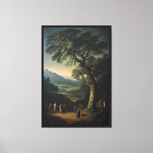 Figures and Ancient Tree Canvas Print