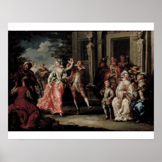 Figures Dancing Outside a Palace (pair with 59640) Poster (Front)