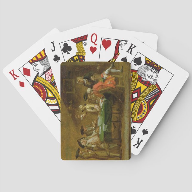 Figures in a Tavern or Coffee House, 1720s (oil on Poker Cards (Back)
