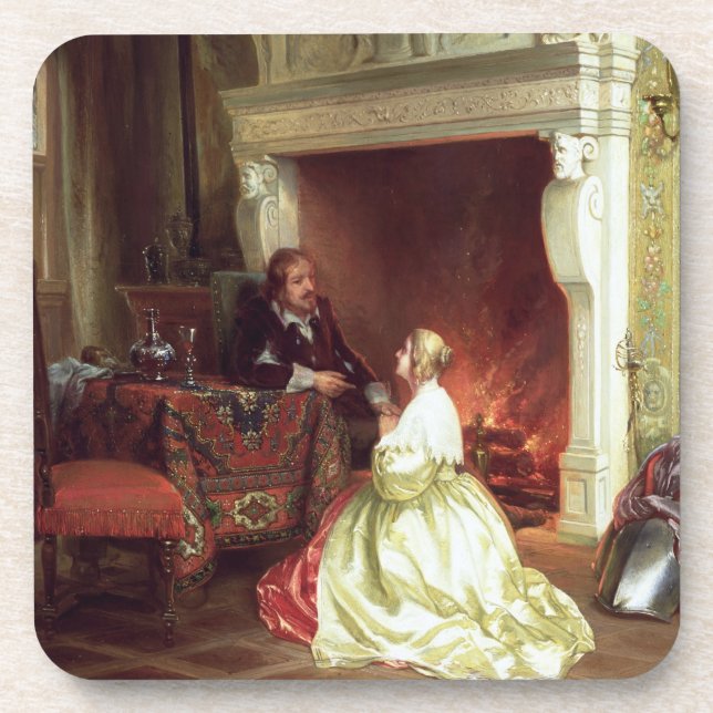 Figures in an Interior (oil on panel) Coaster (Front)
