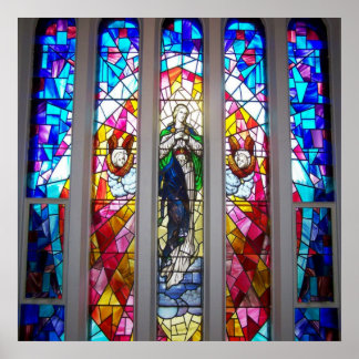 Figures in Stained Glass Window Poster