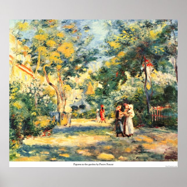 Figures in the garden by Pierre Renoir Poster (Front)