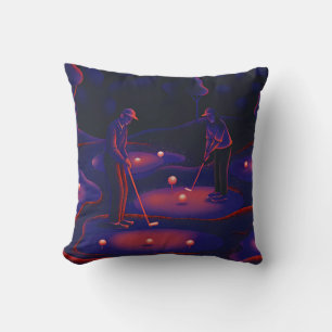 Figures Reaching for Celestial Bodies Throw Pillow