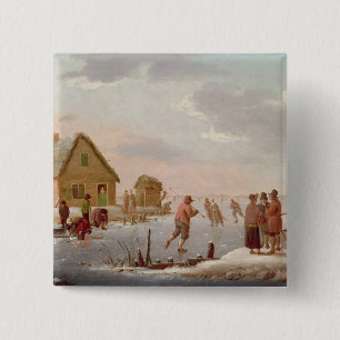 Figures Skating in a Winter Landscape Button