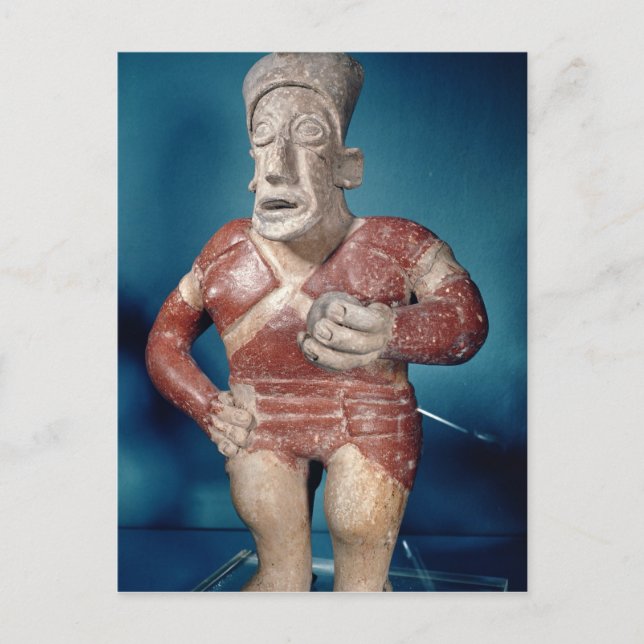 Figurine of a tlachtli player wearing a helmet postcard (Front)