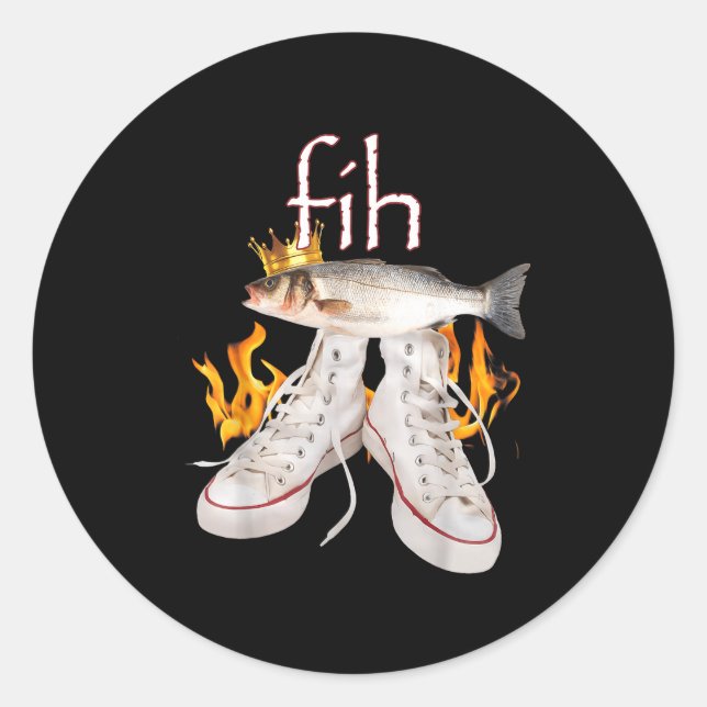 Fih Scute Ss Cute Sss Fish Funny Misspelled Fish M Classic Round Sticker (Front)