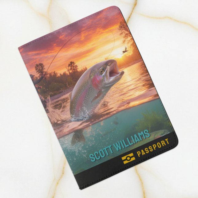 Fiherman Passport, Name, Holiday, Fly Fishing Passport Holder (Fly Fishing Passport Cover / Name)