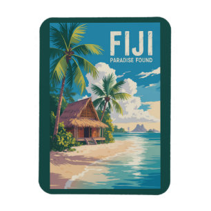 Fiji Beach Hut Travel Art Vintage Magnet