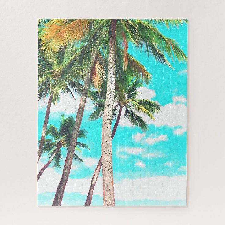 Fiji Bula palm trees landscape challenging Jigsaw Puzzle | Zazzle