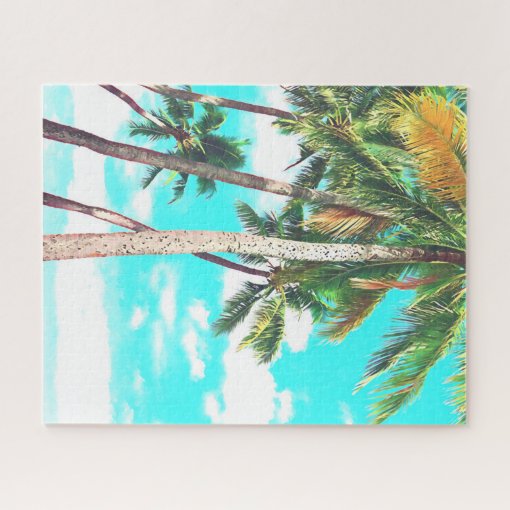 Fiji Bula palm trees landscape challenging Jigsaw Puzzle | Zazzle