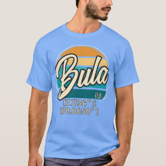 Fiji Bula Retro Vintage Sunset Longitude Latitude T-Shirt
