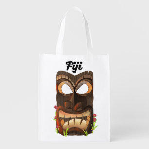 Fiji carved mask grocery bag