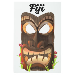Fiji carved mask metal print