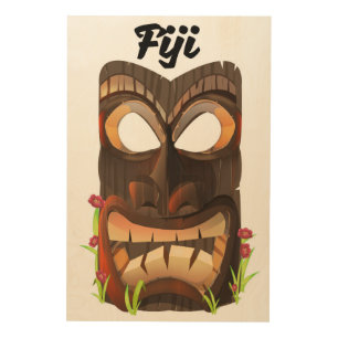 Fiji carved mask wood wall art