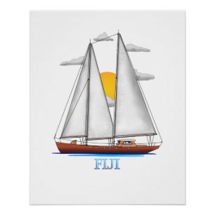 Fiji Coastal Nautical Sailing Sailor Poster