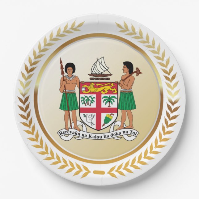 Fiji Coat of Arms Paper Plates (Front)