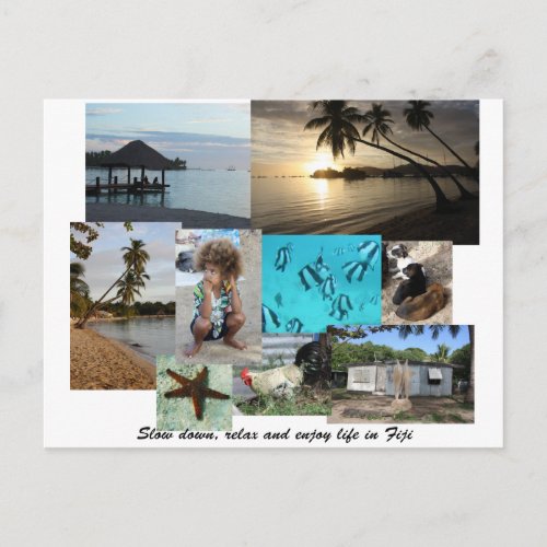 Fiji Collage from Malolo Leilei Island Postcard