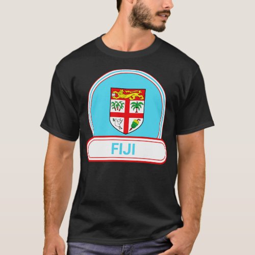 Fiji Country Badge Fiji Flag T_Shirt