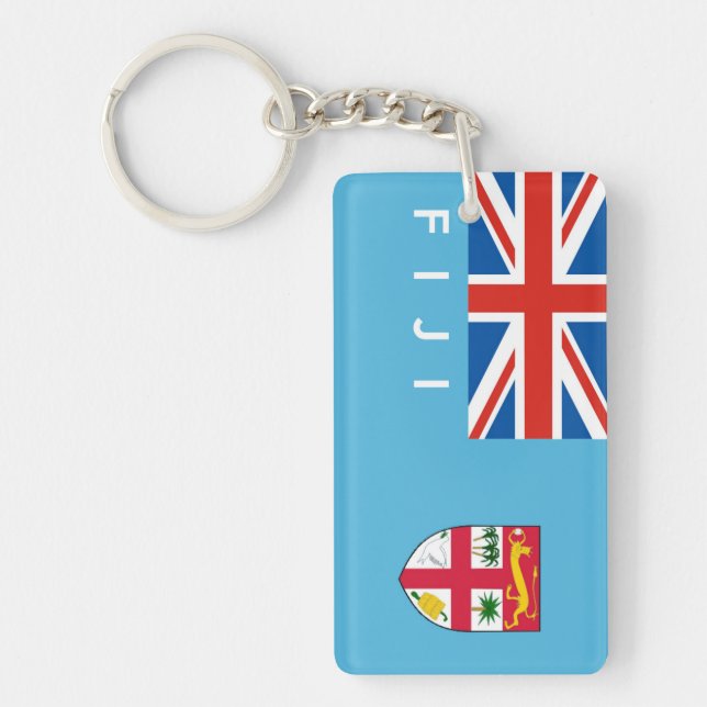 fiji country flag text name keychain (Front)