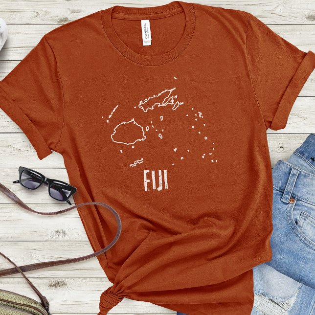Fiji Country Map Border Line Fijian Outline Shape T-Shirt (Creator Uploaded)