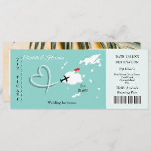 Fiji Destination Wedding Ticket Pass Invitation