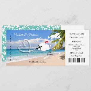 Fiji Destination Wedding Ticket Pass Invitation