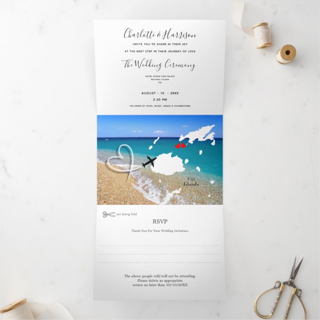 Fiji Destination Wedding Tri-Fold Invitation (Inside)