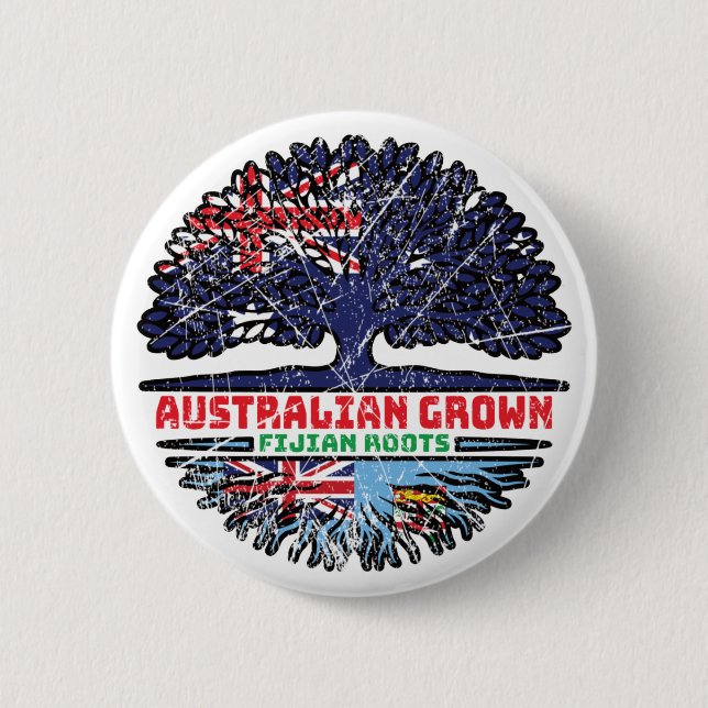 Fiji Fijian Australian Australia Tree Roots Flag Button (Front)